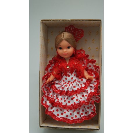 MUÑECA FLAMENCA GRANDE PEINETA TRAJE BLANCO