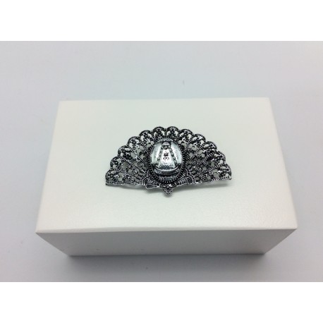 Broche abanico plateado