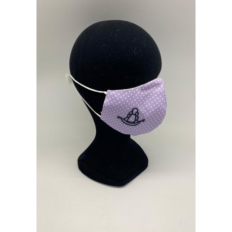 Mascarilla lunares morada con funda