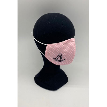 Mascarilla lunares Rosa con funda