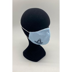 Mascarilla lunares celeste con funda