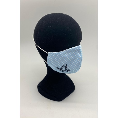 Mascarilla lunares celeste con funda