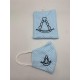 Mascarilla lunares celeste con funda