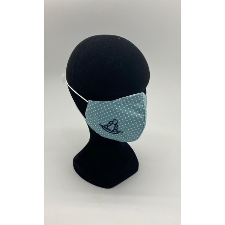 Mascarilla lunares turquesa con funda