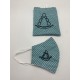 Mascarilla lunares turquesa con funda