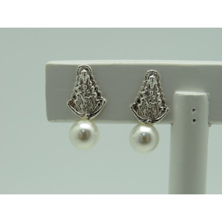 Pendiente silueta perlas